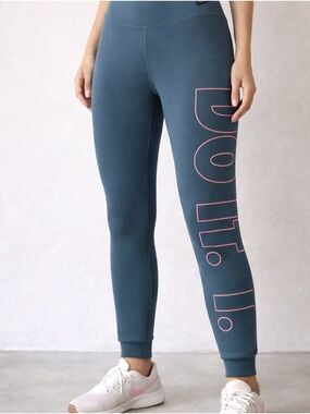 Nike Dri-FIT Jogger Pants Women Size L Blue Stretch Activewear Gym Polyester
